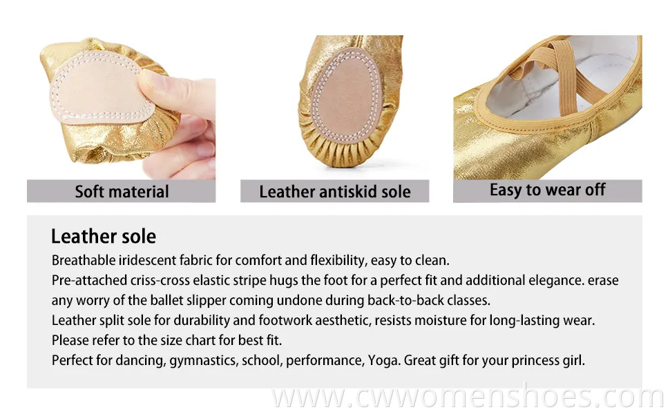 Girls Ballet Shoes for Girls Split-Sole Toddler Glitter Flats for Kids Dance